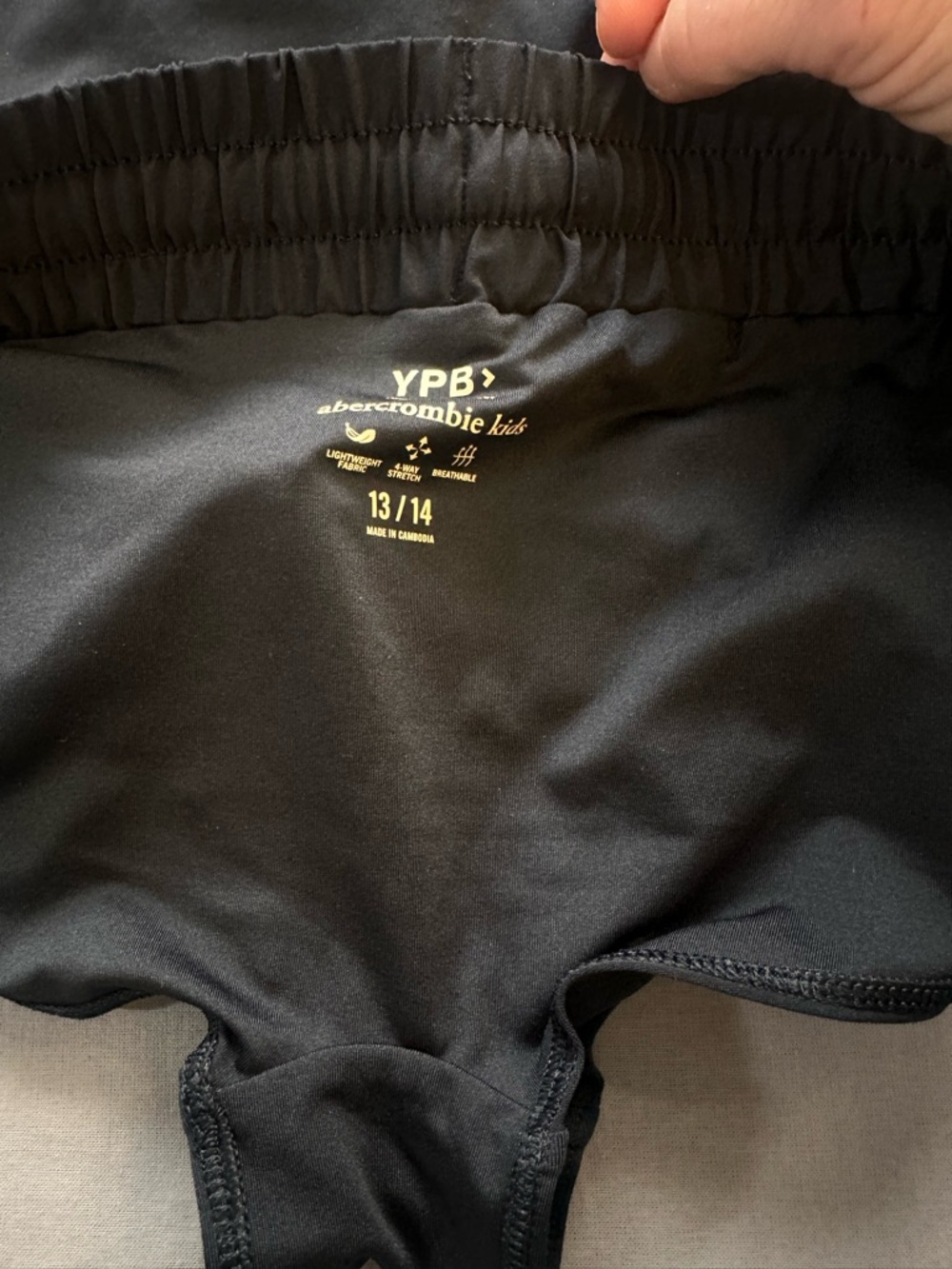 abercrombie kids Black Athletic Shorts with Logo Print - Picture 6 of 7